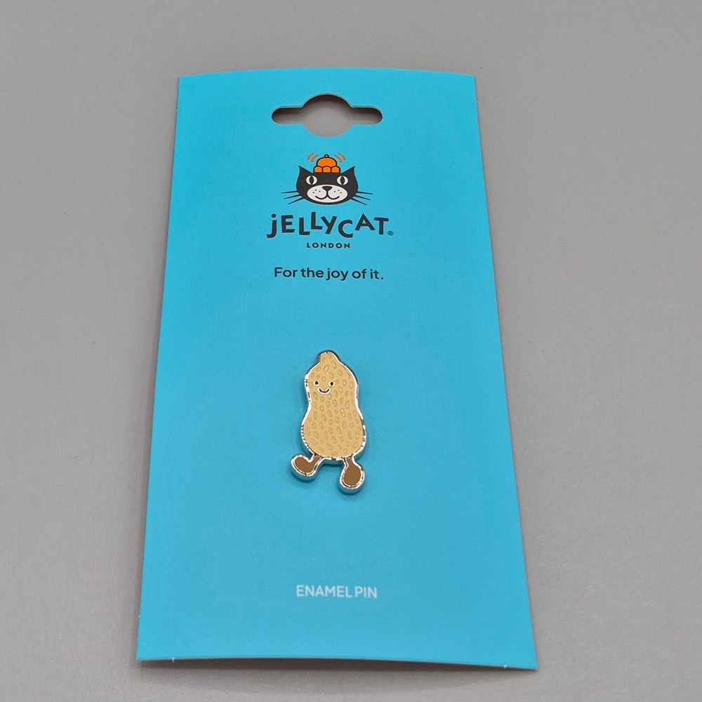 Jellycat London Amuseable Peanut Enamel Pin PIN6APE Tan Brown New on Card